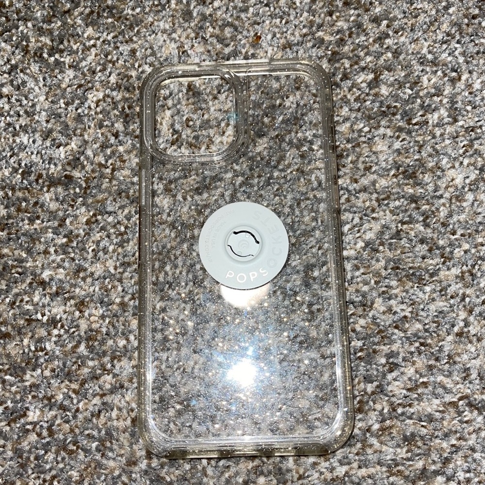 Gently Used: IPhone 12+ Pro Max Glitter Otterbox With PopSocket Sticky